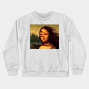 Funny Mona Lisa wind in hair Crewneck Sweatshirt